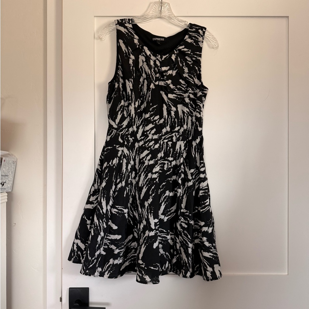 Express Black and White Sleeveless Printed Fit n Flare size 8 Dress